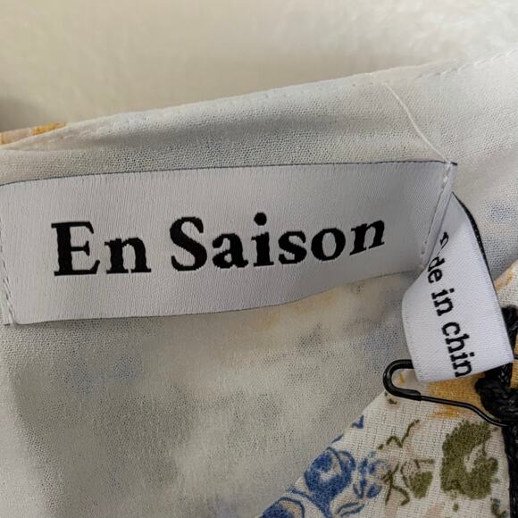 En Saison Floral Midi Slip Dress M White Feminine Bridal Ruched Romantic NWT - Picture 8 of 10